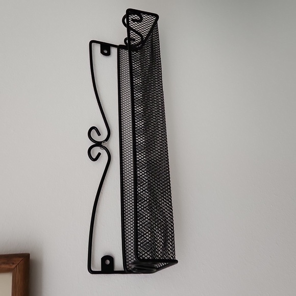 Black Metal Mesh Metal Wall Mount Rack to hold just about anything Quantity Of 2 - Picture 1 of 6